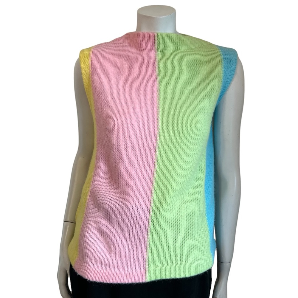 Vintage El Mar California Pastel Colorblock Sweater Small